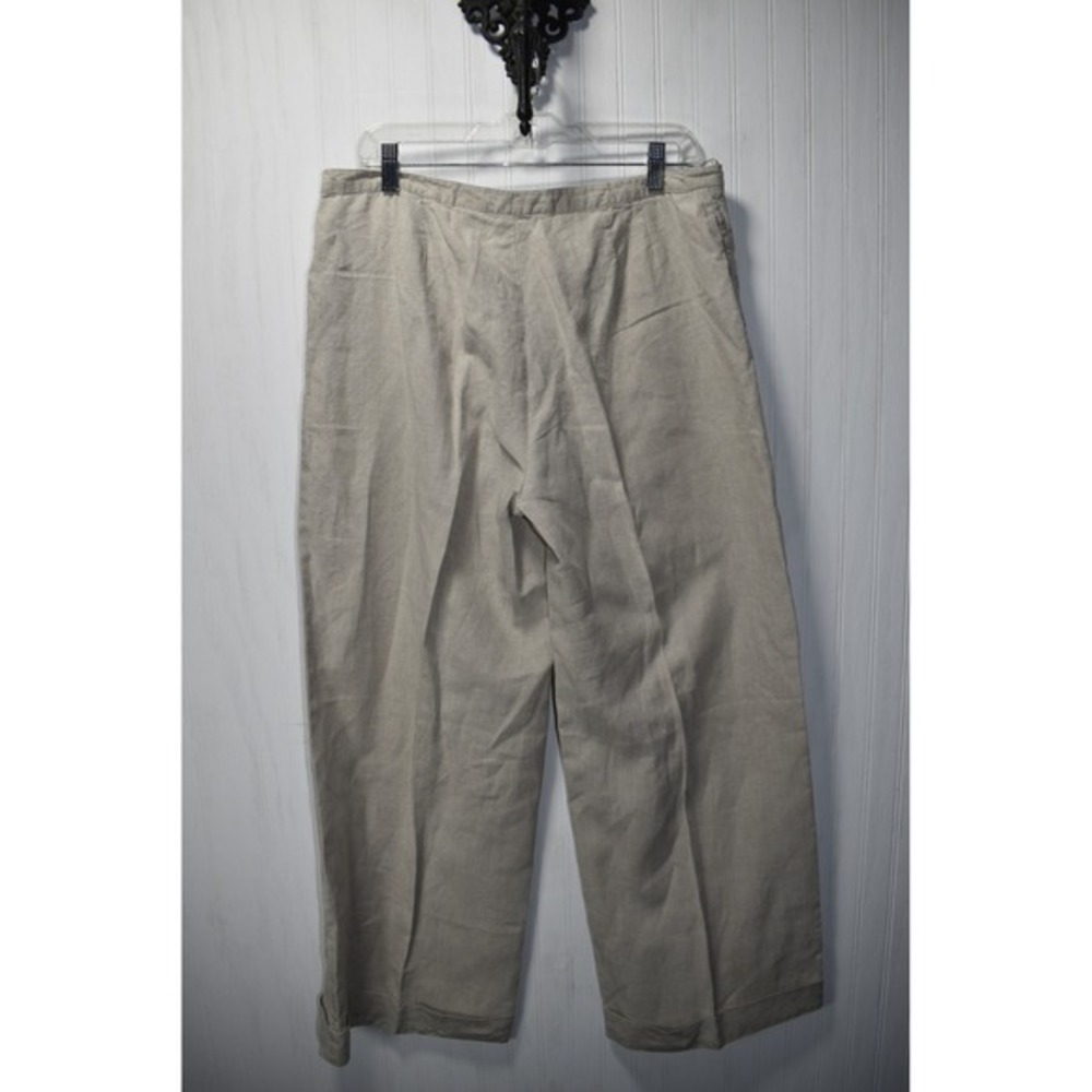 100%‎ Linen Wide Leg Cropped Pants Size 14 Ocean Boho